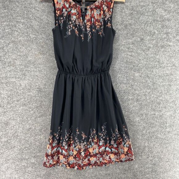5/$45 New Maurices Dress Women XS Black Floral Sheath Midi Sleeveless Hook & Eye - Picture 4 of 10